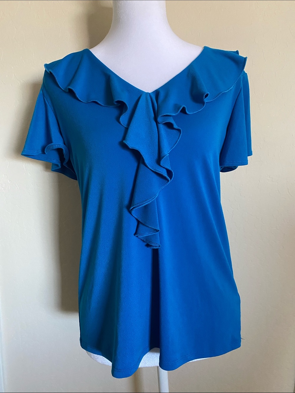 Women’s Blue Ruffled Blouse Top